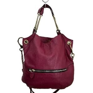 ORYANY Selina Chain Shoulder Bag Crossbody in Burgundy Leather